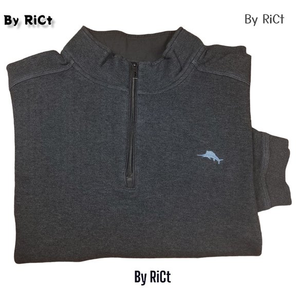 Tommy Bahama Tobago Men Sweatshirt Half Zip Size 3XL Pullover Henley Cotton Gray - Picture 9 of 9